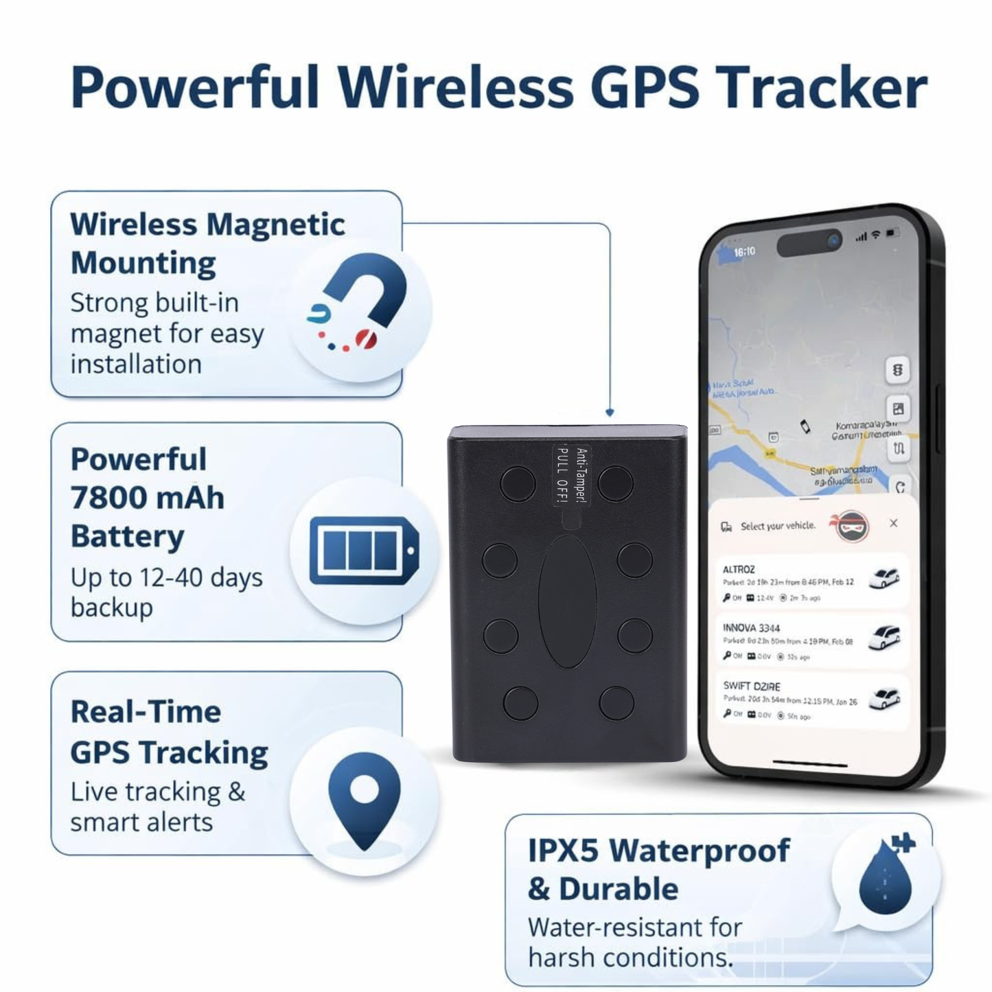 NINZZA NZ PRO Wireless GPS Tracker, Magnetic Mount & Cloud Storage